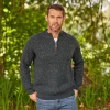 Men's Irish Aran Knit Half-zip Sweater: Killybegs Wool Blend Jumper