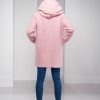 Light Pink Coat For Women Hooded Wool Cardigan