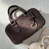 Chic Leather Suede Handbag Small Top Handle Tote